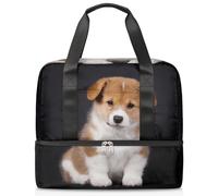 Borsone sportivo con cane Corgi carino per donne uomini ragazzi Kirls Corgi divertente weekend pernottamento borse da 21 L separato per viaggi, palestra, yoga, Colore, 21L, Organizer per borse