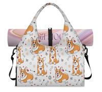 Borsone sportivo con cani Corgi con scomparto per scarpe, borsa da viaggio per il fine settimana, per palestra, yoga, viaggi, Colore, L, Borsone da viaggio