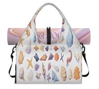Borsone sportivo con conchiglie e stelle marine con scomparto per scarpe, week-end e pernottamento, borsa da cabina per palestra, yoga, viaggi, Colore, L, Borsone da viaggio