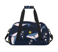 Borsone sportivo con design a granchio, borsone sportivo per weekend, pigiama party, piccolo borsone da viaggio per allenamento notturno, ginnastica, danza, danza, Simpatico stile balena, 18.9 x 8.7 x