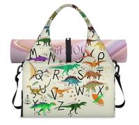 Borsone sportivo con dinosauri, per donne e uomini, con alfabeti, dinosauri, week-end, borsa da notte con scomparto per scarpe, borsa a tracolla per yoga, palestra, viaggi, Colore, L, Organizer per