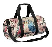 Borsone sportivo con due uccellini e fiori, borsone da palestra, per allenamento, leggero, da viaggio, per uomo e donna (uccello vintage), Due Uccelli Fiori, 17.6(L) x 9(W) x 9(H) inch