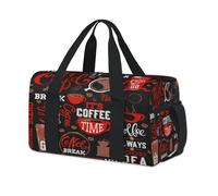 Borsone sportivo con elementi di caffè per il fine settimana Borsa da notte Tote Holdall Casual Viaggio Palestra Duffel Borse per bambini Ragazze Ragazzi Donne Uomini