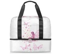 Borsone sportivo con farfalle magiche fatate per donne, uomini, ragazzi e ragazze, 21 l, per il fine settimana e la notte, separato, per viaggi, palestra, yoga, Colore, Grande, Organizer per borse