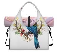 Borsone sportivo con fiore colorato con corona e uccellino, per donne e uomini, per il fine settimana, per la notte, con scomparto per scarpe, borsa a tracolla per yoga, palestra, viaggi, Colore, L,
