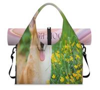 Borsone sportivo con fiore gallese Corgi con scomparto per scarpe carino Corgi Weekend Pernottamento Tote Cabin Bagaglio per Palestra Yoga Viaggi, Colore, L, Borsone da viaggio