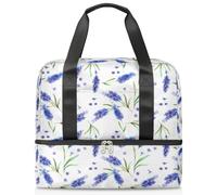 Borsone sportivo con fiori di lavanda ad acquerello per donne uomini ragazzi Kirls Weekend borse da notte separate da 21 L borsa tote per viaggi, palestra, yoga, Colore, 21L, Organizer per borse