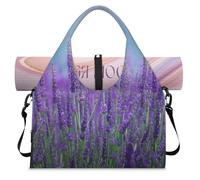 Borsone sportivo con fiori di lavanda, con scomparto per scarpe, per il fine settimana, per la notte, per palestra, yoga, viaggi, Colore, L, Borsone da viaggio