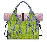 Borsone sportivo con fiori di lavanda floreale con scomparto per scarpe, per il fine settimana, per la notte, per palestra, yoga, viaggi, Colore, L, Borsone da viaggio