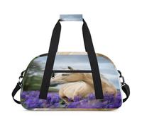Borsone sportivo con fiori di lavanda, per donne, uomini, cavalli, 24 l, borsa da viaggio per la notte, borsa da viaggio, borsa da palestra, per bambini e ragazze, Colore, (24L) UK, Organizer per