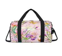 Borsone sportivo con fiori e farfalle iris con scomparto per scarpe e fiori, per la notte, per viaggi, palestra, bagagli, per donne, uomini, bambini, ragazze e ragazzi