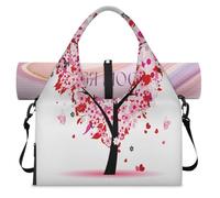 Borsone sportivo con fiori e farfalle, per donne e uomini, per San Valentino, albero dei fiori, weekend, con scomparto per scarpe, borsa a tracolla per yoga, palestra, viaggi, Colore, L, Organizer per