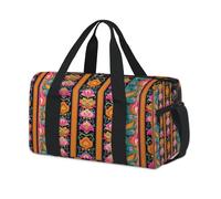 Borsone sportivo con fiori indiani colorati per bambini, ragazze, ragazzi, donne, uomini, durante la notte, weekender, borsa da viaggio, borsa da viaggio, borsa da palestra casual