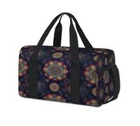 Borsone sportivo con fiori mandala indiani per bambini, ragazze, ragazzi, donne, uomini, durante la notte, weekender, borsa da viaggio, borsa da viaggio, borsa da palestra casual