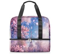 Borsone sportivo con fiori Torre Eiffel, per donne, uomini, ragazzi e ragazze, 21 l, per il fine settimana e la notte, separato, per viaggi, palestra, yoga, Colore, Grande, Organizer per borse