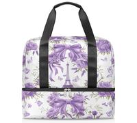 Borsone sportivo con fiori Torre Eiffel, per donne, uomini, ragazzi e ragazze, 21 l, per il fine settimana e la notte, separato, per viaggi, palestra, yoga, Colore, Grande, Organizer per borse