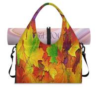 Borsone sportivo con foglie d'acero per donne e uomini, autunno e fine settimana, borsa da notte con scomparto per scarpe, borsa a tracolla per yoga, palestra, viaggi, Colore, L, Organizer per borse