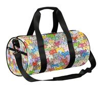 Borsone sportivo con gatti colorati, borsone da palestra, per allenamento, leggero, da viaggio, per uomini e donne (gatto dei cartoni animati), Gatti colorati, 17.6(L) x 9(W) x 9(H) inch