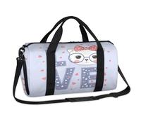 Borsone sportivo con gatto con scritta "Love Cat", borsa da viaggio per il fine settimana, casual, borsa da viaggio, palestra, borsone per bambini, ragazze, ragazzi, donne, uomini