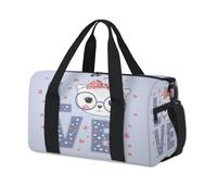 Borsone sportivo con gatto con scritta "Love Cat", per il fine settimana, per la notte, casual, da viaggio, palestra, per bambini, ragazze, ragazzi, donne, uomini