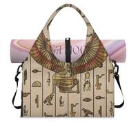 Borsone sportivo con geroglifici dell'antico Egitto per donne e uomini, borsa da viaggio per il fine settimana con scomparto per scarpe, borsa a tracolla per yoga, palestra, viaggi, Colore, L,