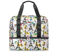 Borsone sportivo con graffiti Torre Eiffel, per donne, uomini, ragazzi, ragazze, 21 l, per il fine settimana, per la notte, per viaggi, palestra, yoga, Colore, Grande, Organizer per borse