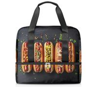 Borsone sportivo con hot dog, per donne, uomini, ragazzi e ragazze, 21 l, per il fine settimana, per la notte, per viaggi, palestra, yoga, Colore, Grande, Organizer per borse
