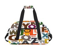 Borsone sportivo con lettere dell'alfabeto, per donne e uomini, con animali dei cartoni animati, 24 l, per fine settimana, da viaggio, palestra, per bambini, ragazze e ragazzi, Colore, (24L) UK,