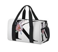 Borsone sportivo con lettere personalizzate K con fiori per il fine settimana borsa da notte borsone da viaggio casual borsa da palestra per bambini ragazze ragazzi donne uomini