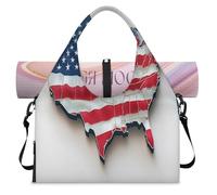 Borsone sportivo con mappa della bandiera americana con scomparto per scarpe, borsa da viaggio per il fine settimana, borsa da cabina per palestra, yoga, viaggi, Colore, L, Borsone da viaggio