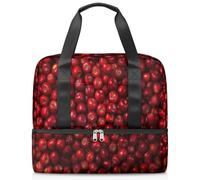 Borsone sportivo con mele e frutti rossi, per donne, uomini, ragazzi e ragazze, 21 l, per il fine settimana e la notte, separato, per viaggi, palestra, yoga, Colore, Grande, Organizer per borse