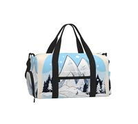 Borsone sportivo con montagne innevate con scomparto per scarpe, leggero, da palestra, weekender, per uomini e donne, borsa da viaggio impermeabile con tasca bagnata