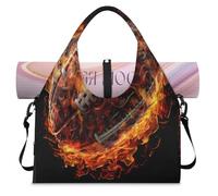Borsone sportivo con motivo 3D America con fiamme e pallone da calcio, con scomparto per scarpe, week-end, borsa da cabina per palestra, yoga, viaggi, Colore, L, Borsone da viaggio