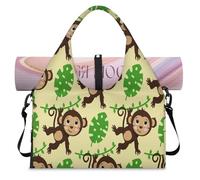 Borsone sportivo con motivo a foglie di scimmia, con scomparto per scarpe, stampa scimmia, fine settimana, per la notte, per palestra, yoga, viaggi, Colore, L, Borsone da viaggio