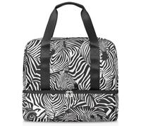 Borsone sportivo con motivo a righe zebrate, per donne, uomini, ragazzi, ragazze, 21 l, per il fine settimana, per la notte, per viaggi, palestra, yoga, Colore, Grande, Organizer per borse