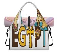 Borsone sportivo con motivo antico Egitto per donne e uomini, borsa da notte per il fine settimana con scomparto per scarpe borsa a tracolla per yoga palestra viaggi, Colore, L, Organizer per borse