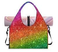 Borsone sportivo con motivo arcobaleno per donne e uomini, astrazione, arcobaleno, weekend, borsa da notte con scomparto per scarpe, borsa a tracolla per yoga, palestra, viaggi, Colore, L, Organizer