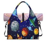 Borsone sportivo con motivo astronavi con scomparto per scarpe, motivo universo, weekend, pernottamento, borsa da cabina per palestra, yoga, viaggi, Colore, L, Borsone da viaggio