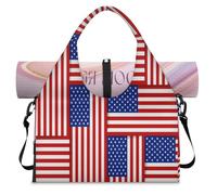 Borsone sportivo con motivo bandiera americana con scomparto per scarpe America USA Weekend Borse da viaggio Tote Cabin Bagagli per palestra Yoga Viaggio, Colore, L, Borsone da viaggio