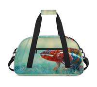 Borsone sportivo con motivo camaleonte, per donne e uomini, 24 l, per il fine settimana, per la notte, da viaggio, palestra, per bambini, ragazze e ragazzi, Colore, (24L) UK, Organizer per borse