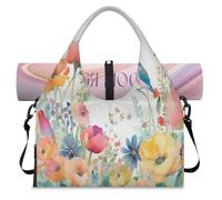 Borsone sportivo con motivo floreale e uccellino, per donne e uomini, per il fine settimana, con scomparto per scarpe, borsa a tracolla per yoga, palestra, viaggi, Colore, L, Organizer per borse