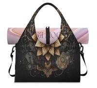 Borsone sportivo con motivo floreale etnico mistico con scomparto per scarpe, borsa da viaggio per il fine settimana, per la palestra, lo yoga, i viaggi, Colore, L, Borsone da viaggio