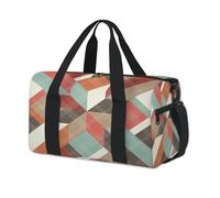 Borsone sportivo con motivo geometrico retrò, borsa geometrica per il fine settimana, borsone da viaggio casual, da palestra, per bambini, ragazze, ragazzi, donne, uomini