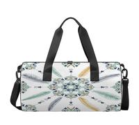Borsone sportivo con motivo geometrie indiano, stile boho, da palestra, allenamento, leggero, borsone a tracolla, borsone da viaggio per uomini e donne (fiore di piume), Geometrie indianeBoho, 17.6(L)