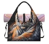 Borsone sportivo con motivo tigre animale, con scomparto per scarpe, per il fine settimana, per la notte, per palestra, yoga, viaggi, Colore, L, Borsone da viaggio