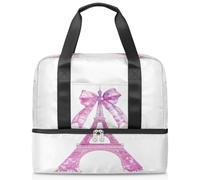 Borsone sportivo con nodo con fiocco Torre Eiffel, per donne, uomini, ragazzi e ragazze, 21 l, per il fine settimana e la notte, separato, per viaggi, palestra, yoga, Colore, Grande, Organizer per