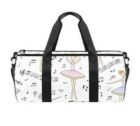 Borsone sportivo con note musicali e ballerine, borsa da palestra per fitness, allenamento, borsa da viaggio, borsa per attrezzatura da donna e uomo, Multicolore, 17.7x9x9 inches