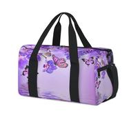 Borsone sportivo con orchidea viola e farfalle, borsa da viaggio per la notte, casual, da viaggio, palestra, per bambini, ragazze, ragazzi, donne, uomini