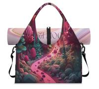 Borsone sportivo con paesaggio magico, foresta e albero, con scomparto per scarpe, week-end, per la notte, per palestra, yoga, viaggi, Colore, L, Borsone da viaggio