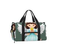Borsone sportivo con piccolo angelo carino con scomparto per scarpe, leggero, da palestra, weekender, per uomini e donne, borsa da viaggio impermeabile con tasca bagnata